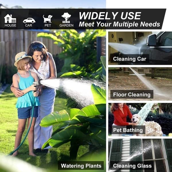 Multi-Jet Garden Pistol - 9 Adjustable Water Modes | From Rain Soft to Powerful Clean | Universal Hose Connection
