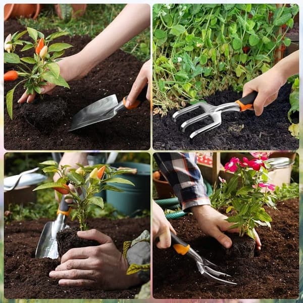 8-Piece Garden Tool Set - Complete Gardening Tools with Storage Bag, Perfect Gift Orange