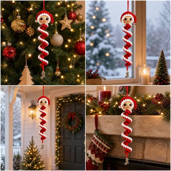 4-pak DIY hæklesæt snemand spiral – 3D julepynt, gør det selv, stil 1 Style 21