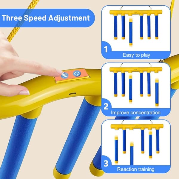 Reaction Training - Upgraded Drop Stick Game, Train Hand-Eye Coordination, Three Adjustable Levels, USB Charging, Reaction Game with Remote Control Yellow