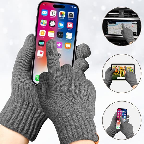 Fleecehandsker Varme Vinterhandsker Fleece Strikhandsker Touchscreen Termiske sort