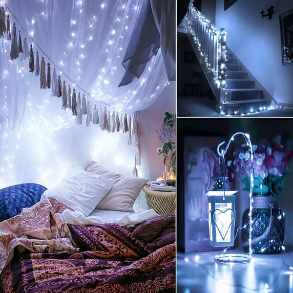 1M LED-slinga 3-pack Kallvit - 10LED Timer IP43 för Jul Trädgård Bröllop White 3 PC-1M