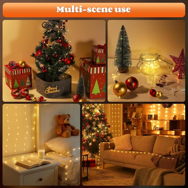 2M LED-ljusslinga 6-pack Varmvit - 20LED Timer IP43 för Jul Trädgård Bröllop Yellow 6 PC-2M