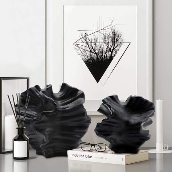 2-pack nordiska keramiska vaser - Boho minimalistisk A+B svart Black A+B