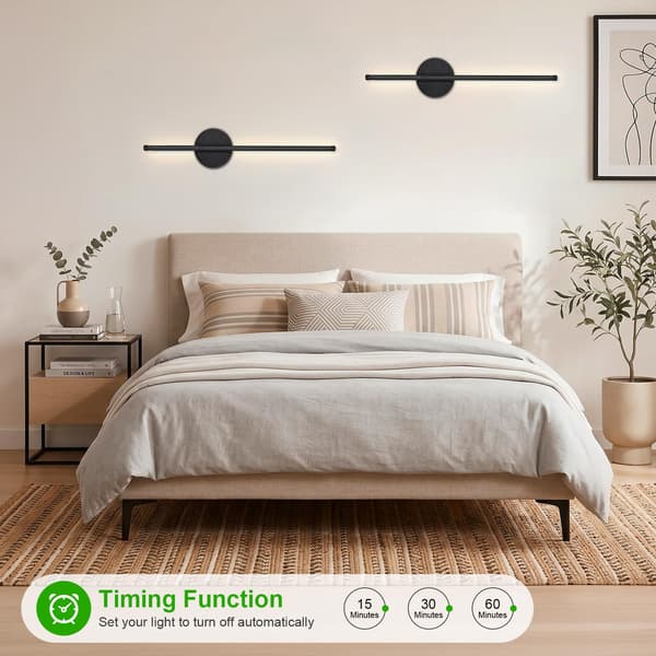 2-pak væglamper til stuen, sorte 60 cm - 3 farvetemperaturer, indendørs Black 2 pcs-60cm