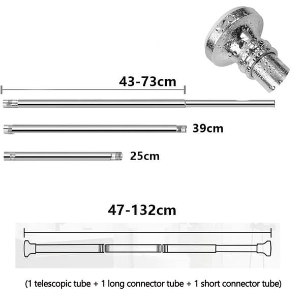 Cabinet Rod Extendable, Curtain Rod Telescopic - Stainless Steel 47-132cm