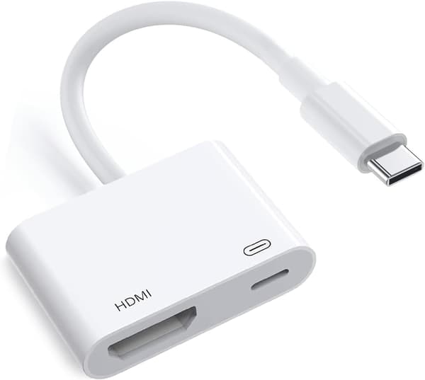 Type-C til HDMI-omformer / -adapter, HDMI-dongle, 4K, Plug & play, Kompatibel med iPhone, Android, MacBook, Stabil tilkobling, Hvit