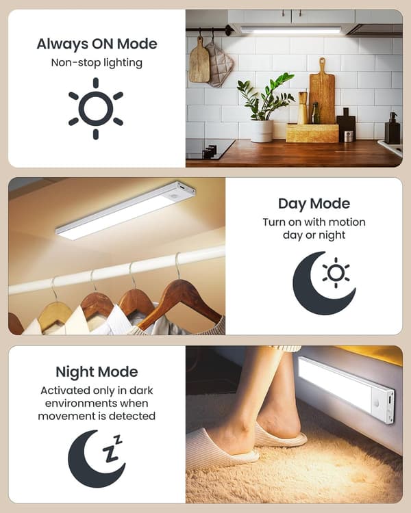 Rörelsesensor LED-lampa 2-pack - 1500mAh Magnetisk Trådlös Vit 30cm White 2PCS-30CM