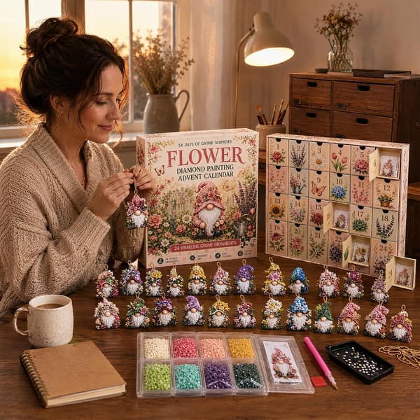 24-dagars diamantmålningsadventskalender S4 - DIY-tomtehängekit Style 5