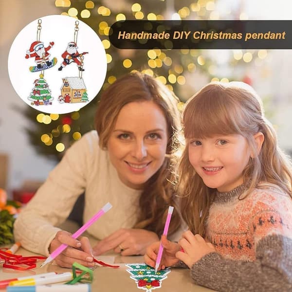 24 st 5D Diamond Nyckelring Kit - Dubbelsidig DIY Hängande Dekorationspresent Style 2