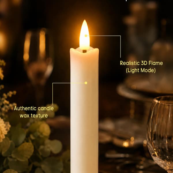 LED candle rechargeable with remote control, ivory – wax melt effect, white Style 1
