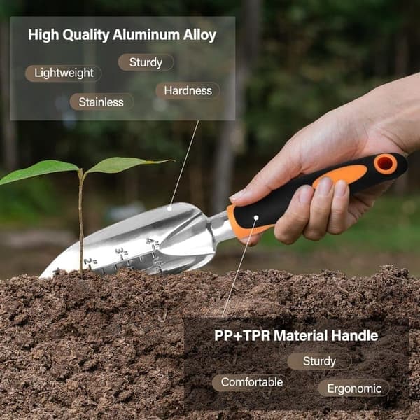 8-Piece Garden Tool Set - Complete Gardening Tools with Storage Bag, Perfect Gift Orange