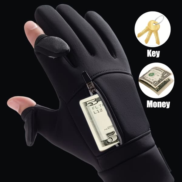 Herr & Dam Vinter Touchscreen Handskar – Köldtåliga & Vindtäta med Flip-Top Black M