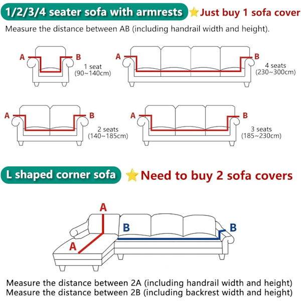 Sofabetræk, Sofabeskyttelse, Sofabetræk 2 Personers, Sofabetræk, Strækbart Sofabetræk, Plaid, Universal Sofabetræk Khaki 90-140cm