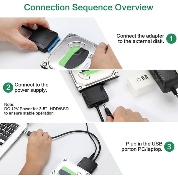 SATA to USB 3.0 Hard Drive Adapter - Compatible with 2.5\"/3.5\" HDD/SSD, UASP Protocol Support SZ2