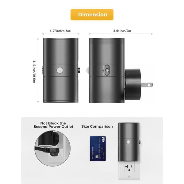 1/2 Pcs Modern LED Night Lights - Wall Socket Mounting - Warm White Light - 0-100 Lumens Dimmable - Motion Sensor - For Bedroom and Hallway vit 1PCS