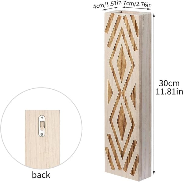 3-pack rustika väggvaser i trä - Boho torkade blommor för hall badrum - Vit White