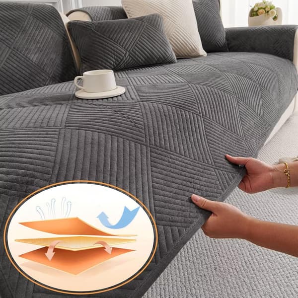 Universellt Halkfritt Ultra Stretch Sofföverdrag för 1/2/3/4-sitssoffor & L-formade Dynor, Solid Textur, Sofföverdrag för Vardagsrum a-braun 90×210