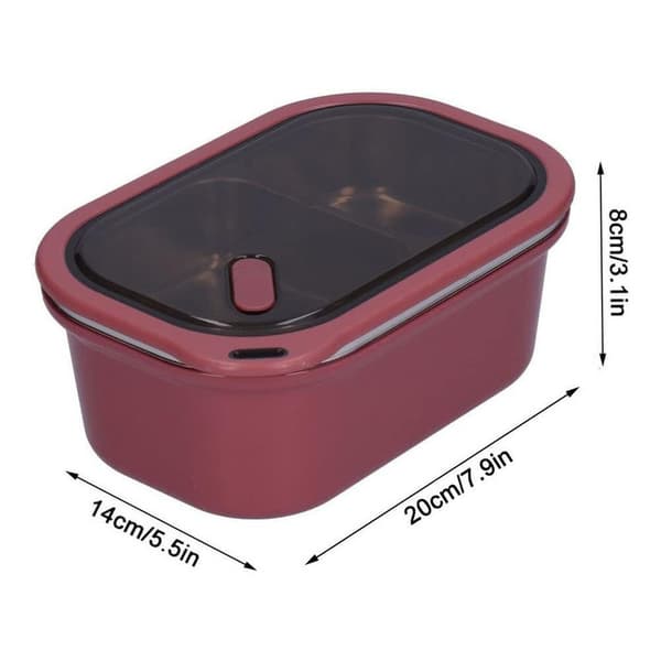 Lunch Box 1200 ml - Double Layer Lunch Box with 2 Compartments, Leak-Proof and Tight-Fitting, 304 Stainless Steel with Spoon red