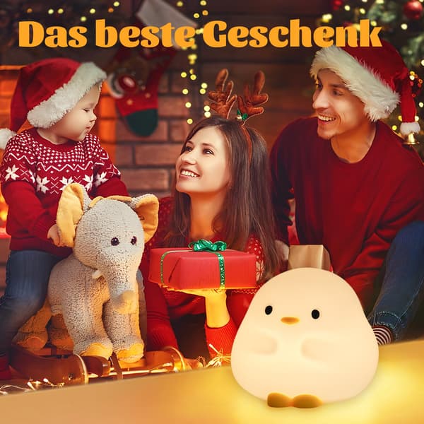 Nattlampe, Myk Silikon Andelampe, USB Oppladbar, Opptil 50 Timer Batteri, Timer Warm White