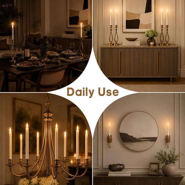 LED candle rechargeable with remote control, ivory – wax melt effect, white Style 1