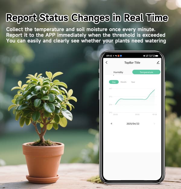 Tuya Smart Jordfugtigheds- og Temperatursensor - WiFi-version, App-overvågning til haveplanter - Hvid Version Wi-Fi
