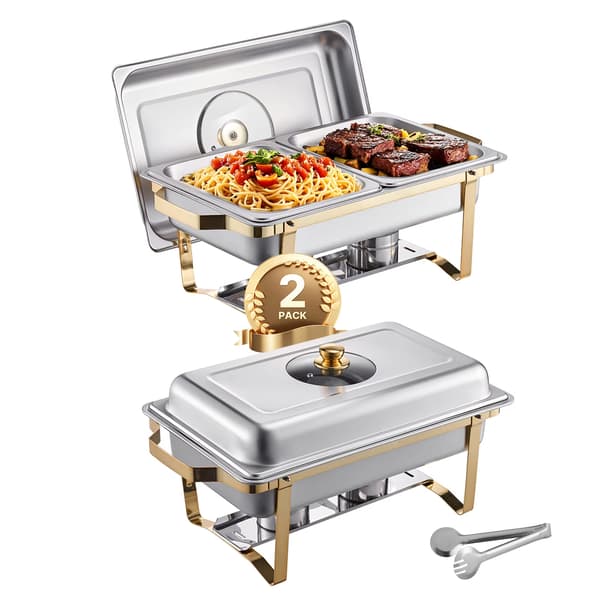 2-pak 8Qt buffetvarmer i rustfrit stål - Fuld størrelse rektangulær madvarmer til catering 2 pcs