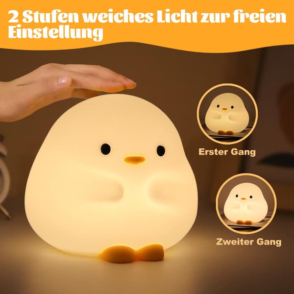 Nattlampe, Myk Silikon Andelampe, USB Oppladbar, Opptil 50 Timer Batteri, Timer Warm White