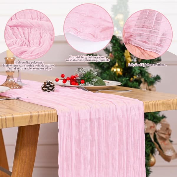 Set med 4 Boho Bordslöpare 17x108in Rosa - Muslin Rustik Dekor Pink