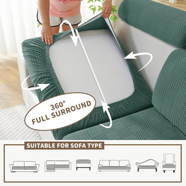 Soffdynasöverdrag, Stretch, Elastiskt Dynasöverdrag, Sofföverdrag, Universellt Soffdynasöverdrag, Soffdynas Sofföverdrag Gray Extra Large Single