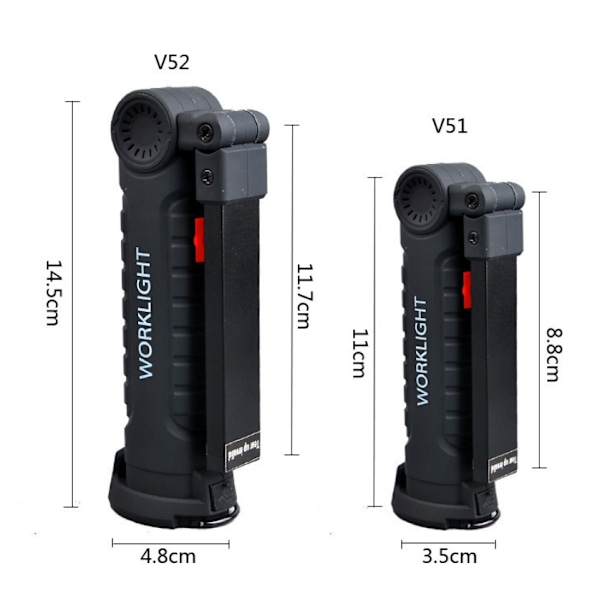 Work Light with Magnetic Base - Rechargeable LED Work Light with 5 Light Modes & 360° Rotation for Workshop & Construction 11.5*8.8*4.5cm