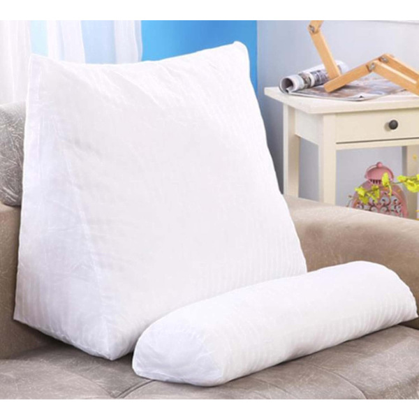 Back Support Pillow / Lumbar Support - Back Pillow with Adjustable Headrest White 60 x 50 x 20cm