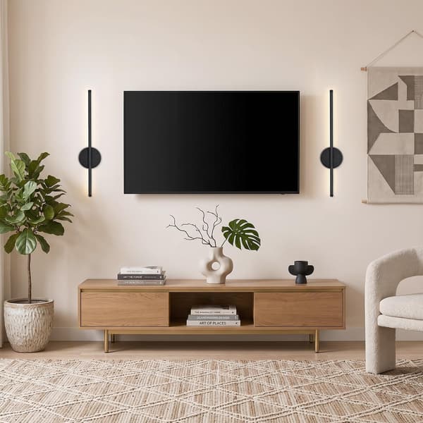 2-pak væglamper til stuen, sorte 60 cm - 3 farvetemperaturer, indendørs Black 2 pcs-60cm