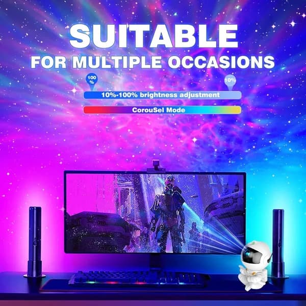 Astronaut Night Light with Galaxy Lamp – Starry Sky Projector with Remote Control and 360° Rotatable Head Black