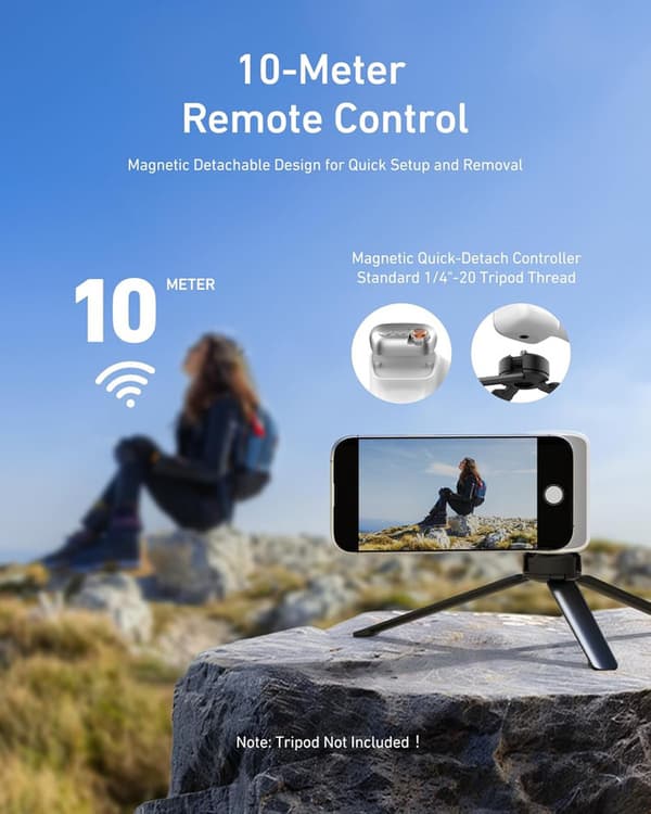 Magnetic Camera Grip for Mobile, MagSafe Phone Holder with Detachable Wireless Remote Shutter, Ergonomic Design, Suitable for iPhone/Android white
