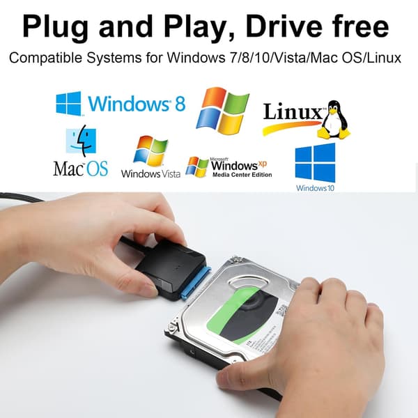SATA to USB 3.0 Hard Drive Adapter - Compatible with 2.5\"/3.5\" HDD/SSD, UASP Protocol Support SZ2
