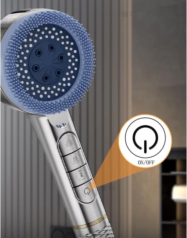 Trykforbedrende Massage Brusehoved – 4 Justerbare Sprayindstillinger Silver