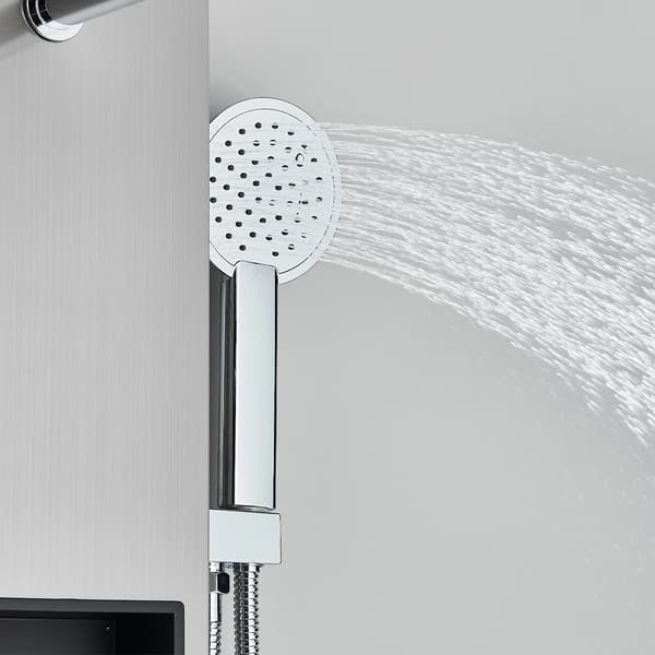 Duschpanel i borstad nickel - Vattenfall Massage Regn, Varm/Kall blandare, Väggmonterat komplett system - Silver Silver