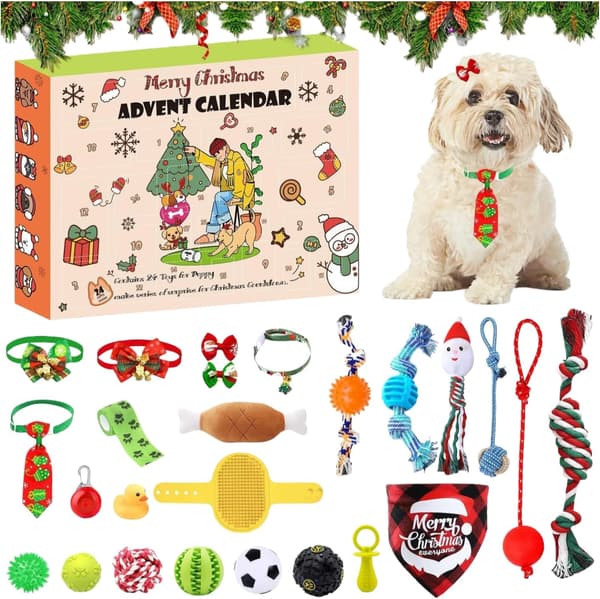 Adventskalender for Hunder 2026 – 24 Dagers Julenedtelling med Overraskelsesleker for Hunder og Valper
