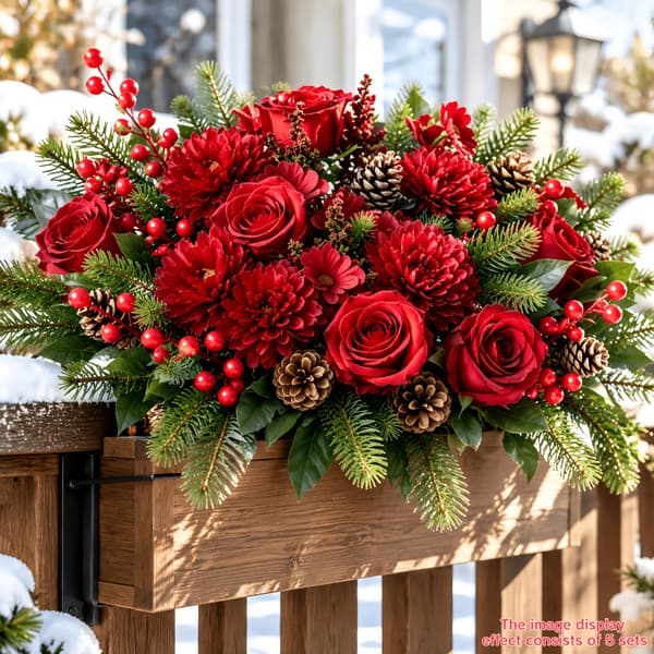 Artificial Christmas Flowers 13-Pack – Mixed Bouquet, Table Decor