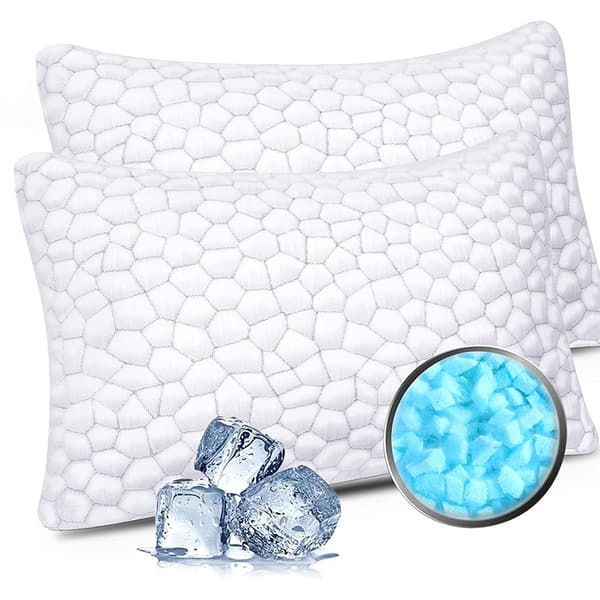 2-pack strimlad skumkylkudde - justerbart 74x48cm tvättbart överdrag White 2 PCS