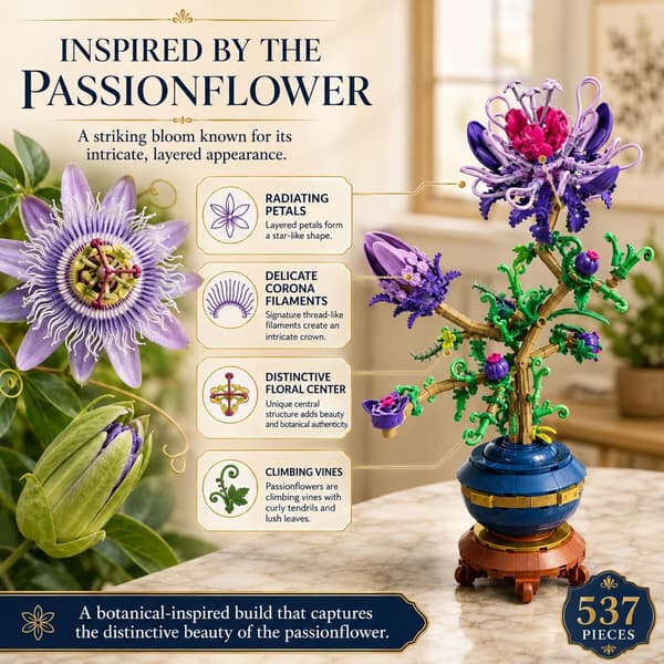 Byggesæt passionsblomst violet, 537 dele – dekorative klodser til voksne Style 4