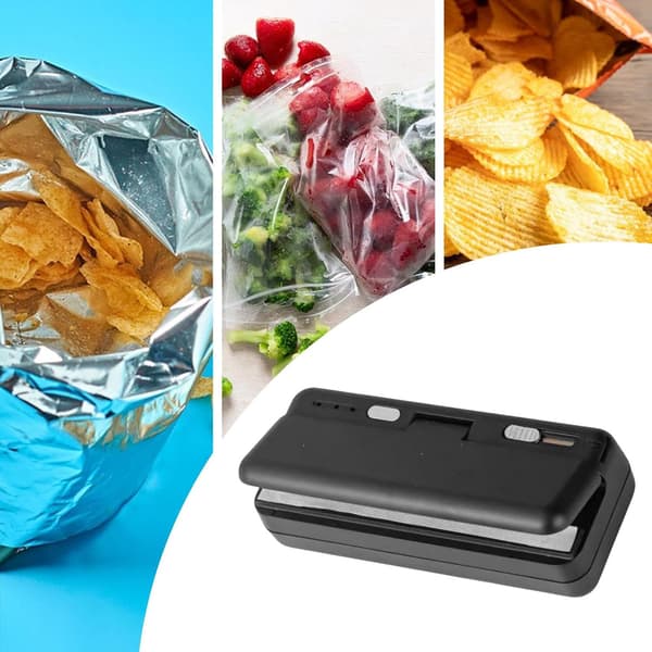 Bärbar Vakuumförpackare - Handpump för Matpåsar, Chips & Grönsaker Black
