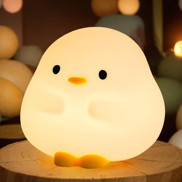 Nattlampe, Myk Silikon Andelampe, USB Oppladbar, Opptil 50 Timer Batteri, Timer Warm White