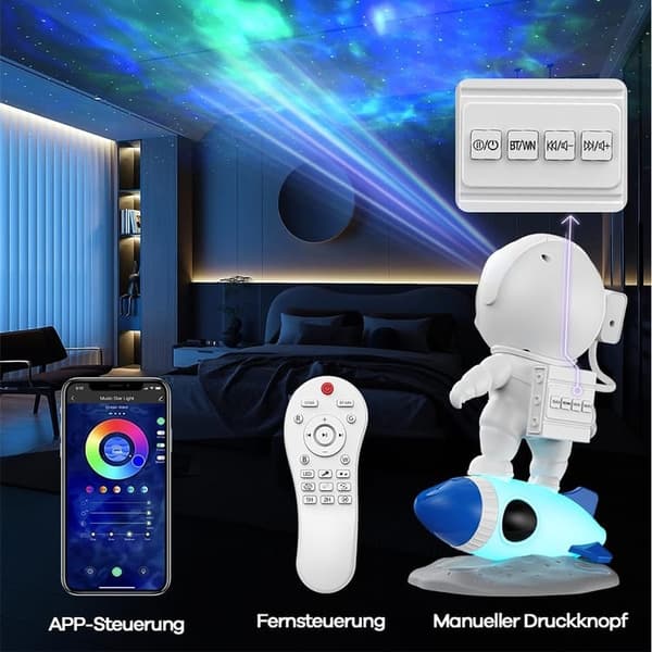Astronaut Night Light/Galaxy Lamp - Starry Sky Projector with Bluetooth Speaker and Remote Control
