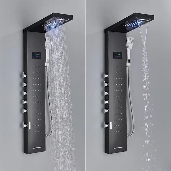 LED Hydromassage Duschpanel - Vattenfall Regnkolonn, 4-6 Jets, Badkarsutlopp, Rostfritt Stål, Modernt Badrum - Stil C 8011 8011