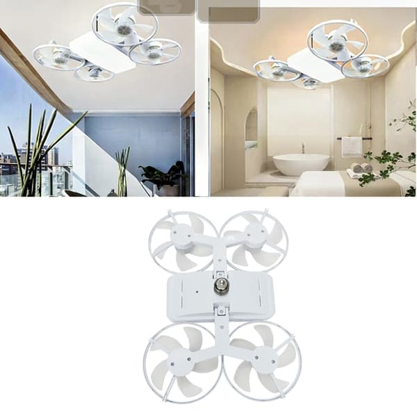 Nyeste flydende ventilatorlampe med forlængerstang - Stille drift, moderne loftventilator med kraftig belysning - Blå Blue S2