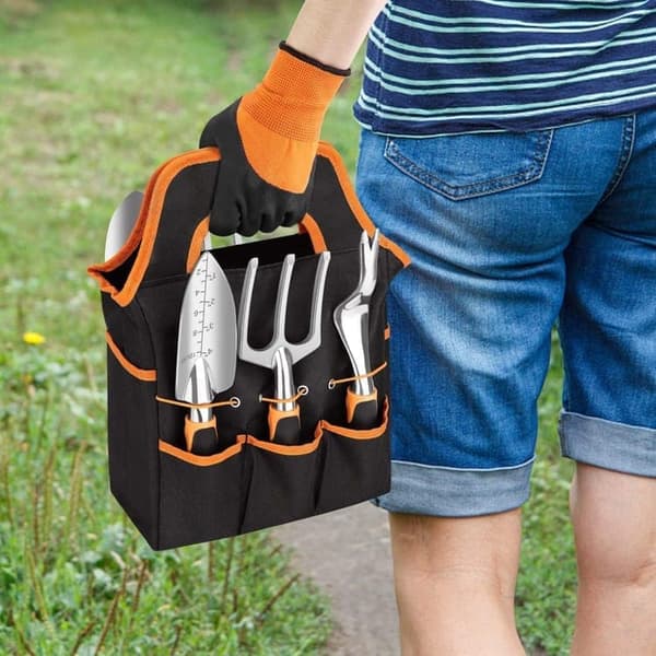 8-Piece Garden Tool Set - Complete Gardening Tools with Storage Bag, Perfect Gift Orange