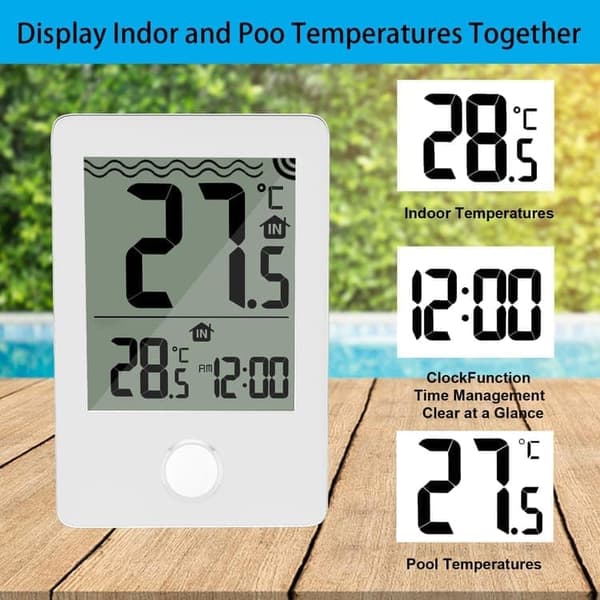 Trådløs Flydende Pooltermometer – Fjernaflæsning med LED-Display, IPX8 til Pool & Spa