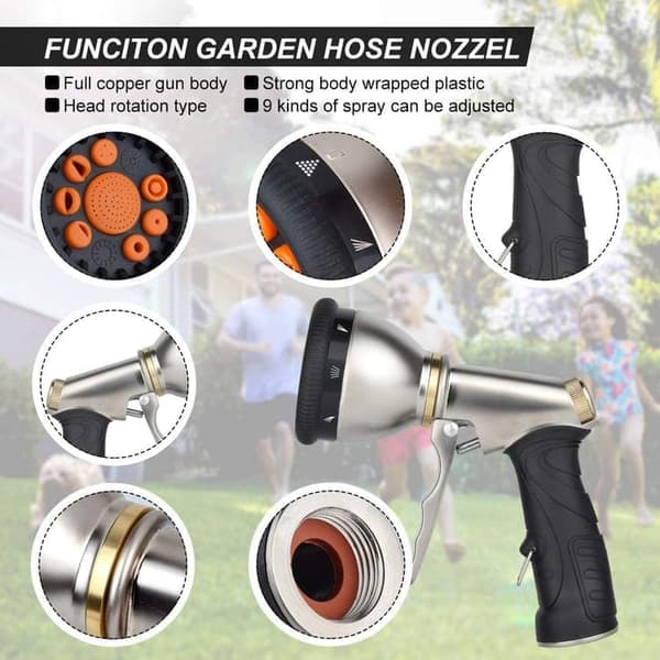 Multi-Jet Garden Pistol - 9 Adjustable Water Modes | From Rain Soft to Powerful Clean | Universal Hose Connection